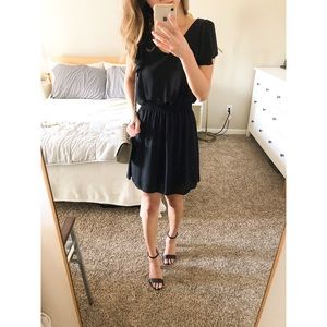 Fluttery Sleeve Black Dress